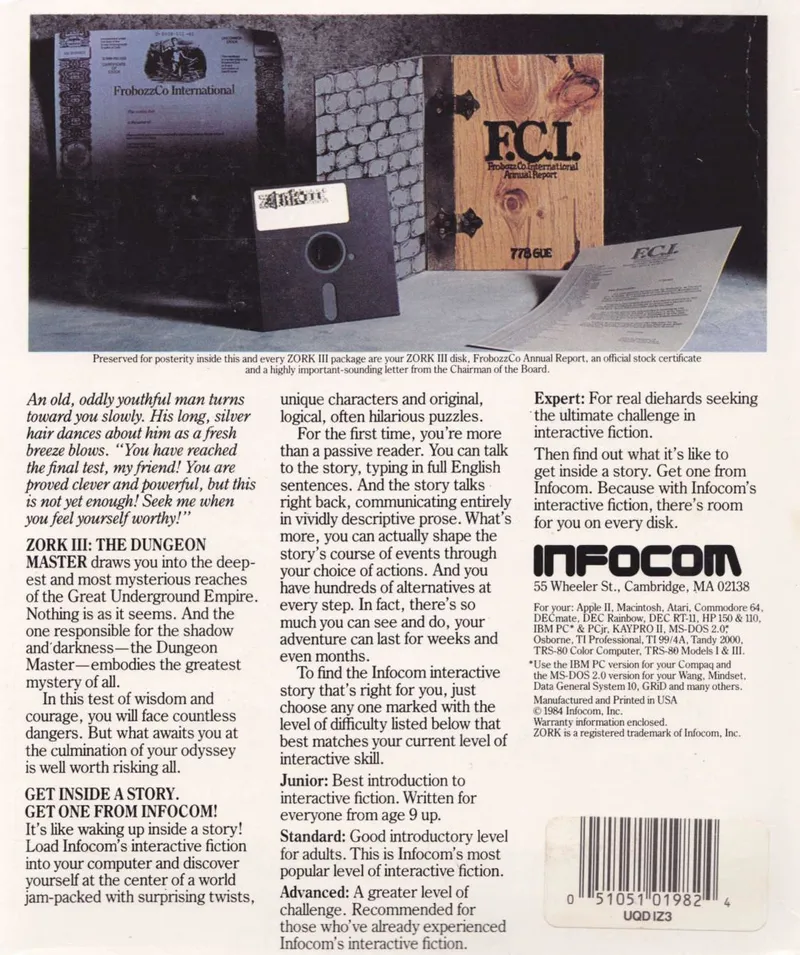Zork III: The Dungeon Master box back