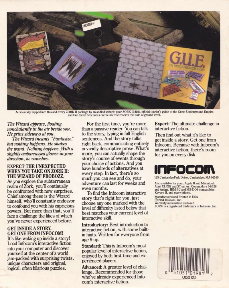 Zork II: The Wizard of Frobozz box back