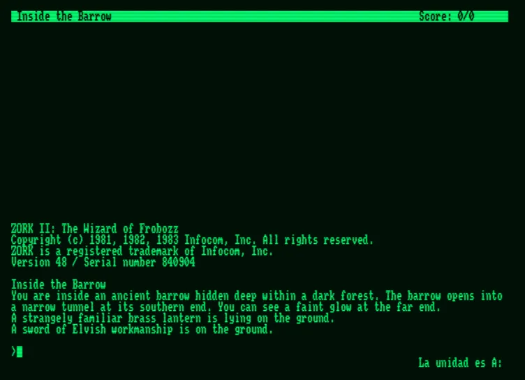 Backdrop artwork for Zork II: The Wizard of Frobozz