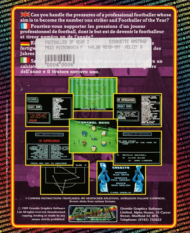 Footballer of the Year 2 box back