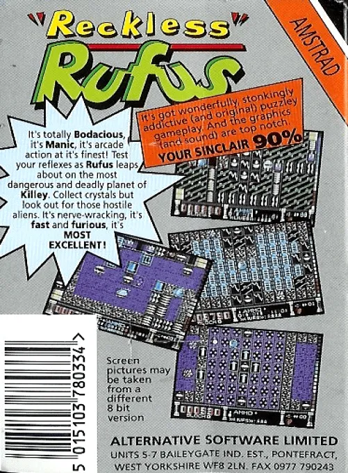 Reckless Rufus box back