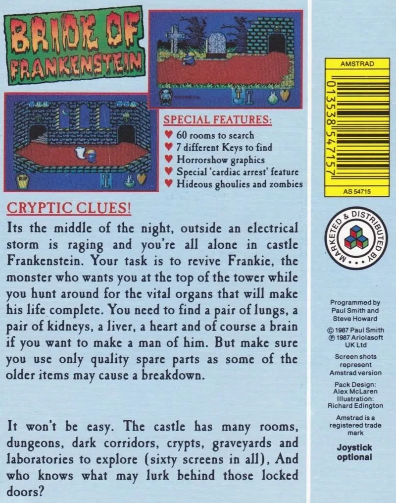 Bride of Frankenstein box back