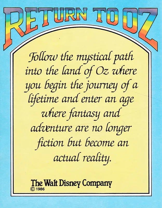 Return to Oz box back