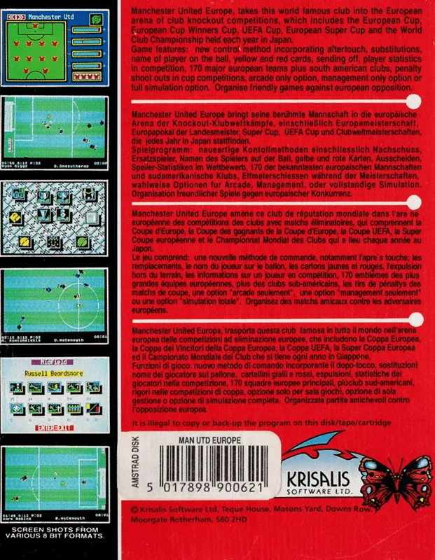 Manchester United Europe box back