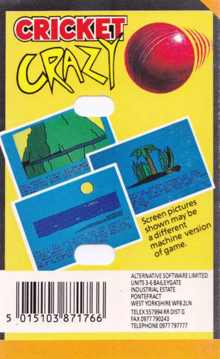 Cricket Crazy box back