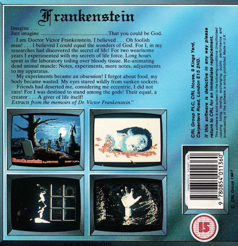 Frankenstein box back