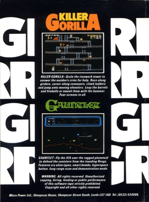 Killer Gorilla box back