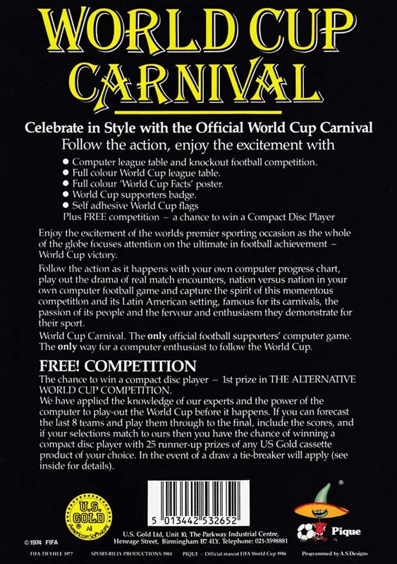 World Cup Carnival Mexico 86 box back