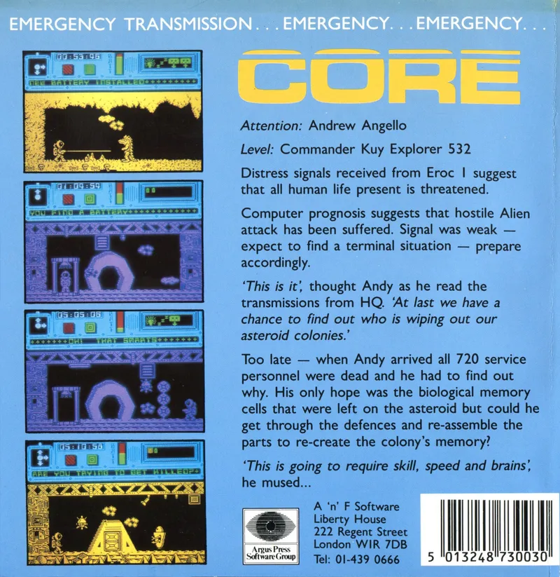 CORE: Cybernetic Organism Recovery Expedition box back