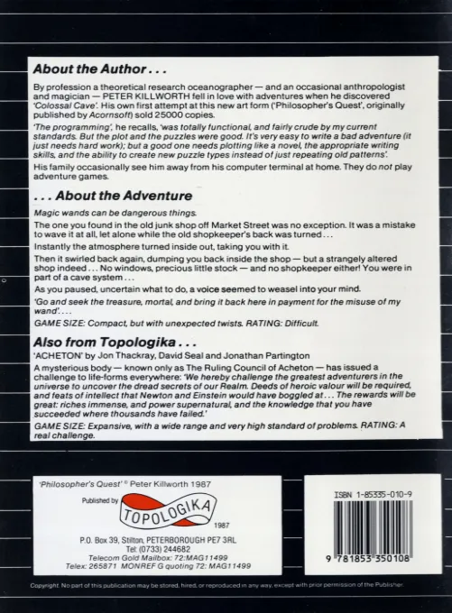 Philosopher's Quest box back