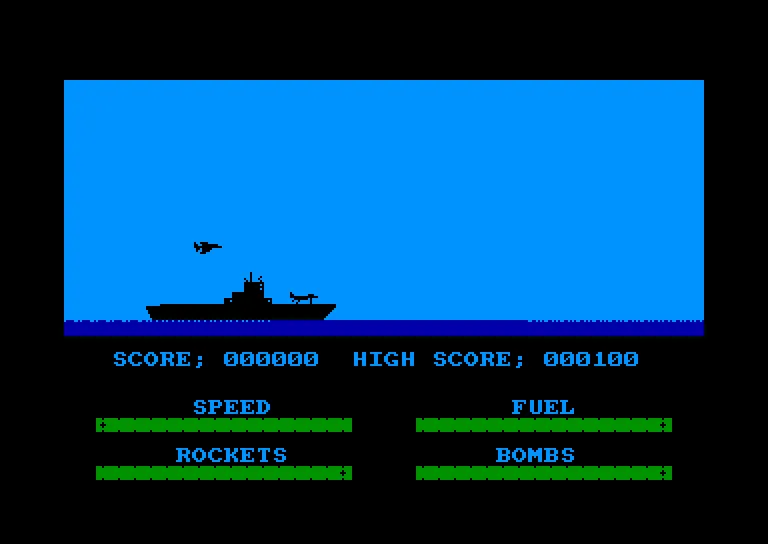 Backdrop artwork for Harrier Attack!