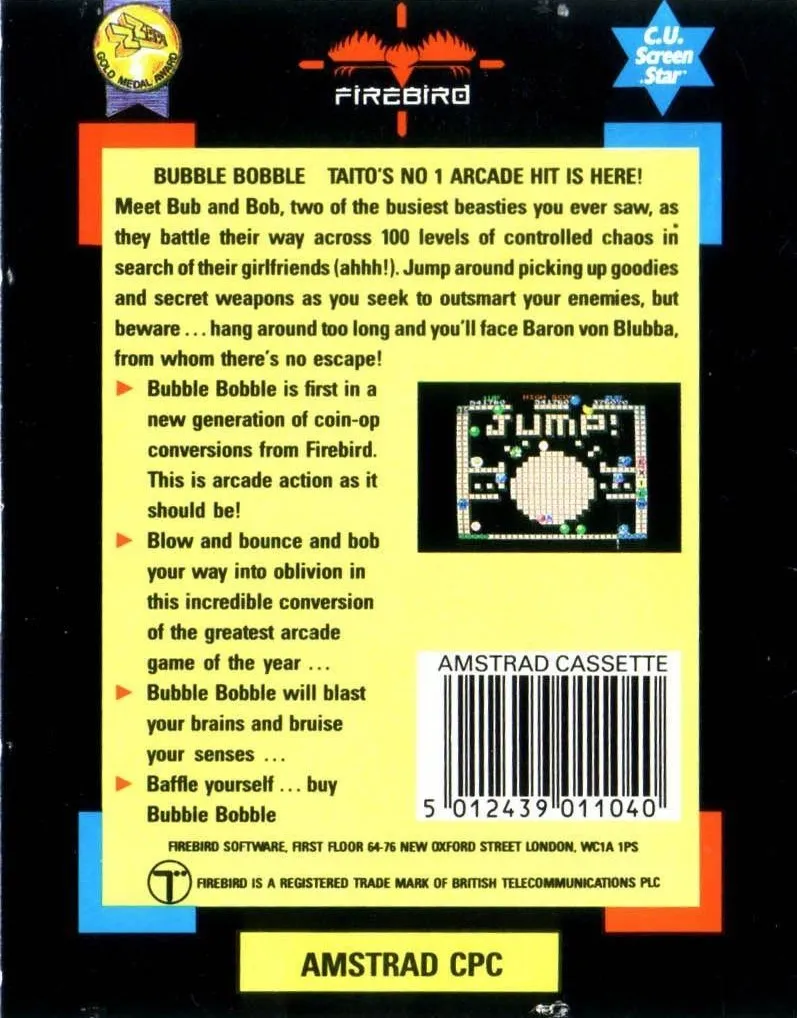 Bubble Bobble box back