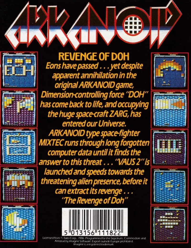 Arkanoid II: Revenge of Doh box back