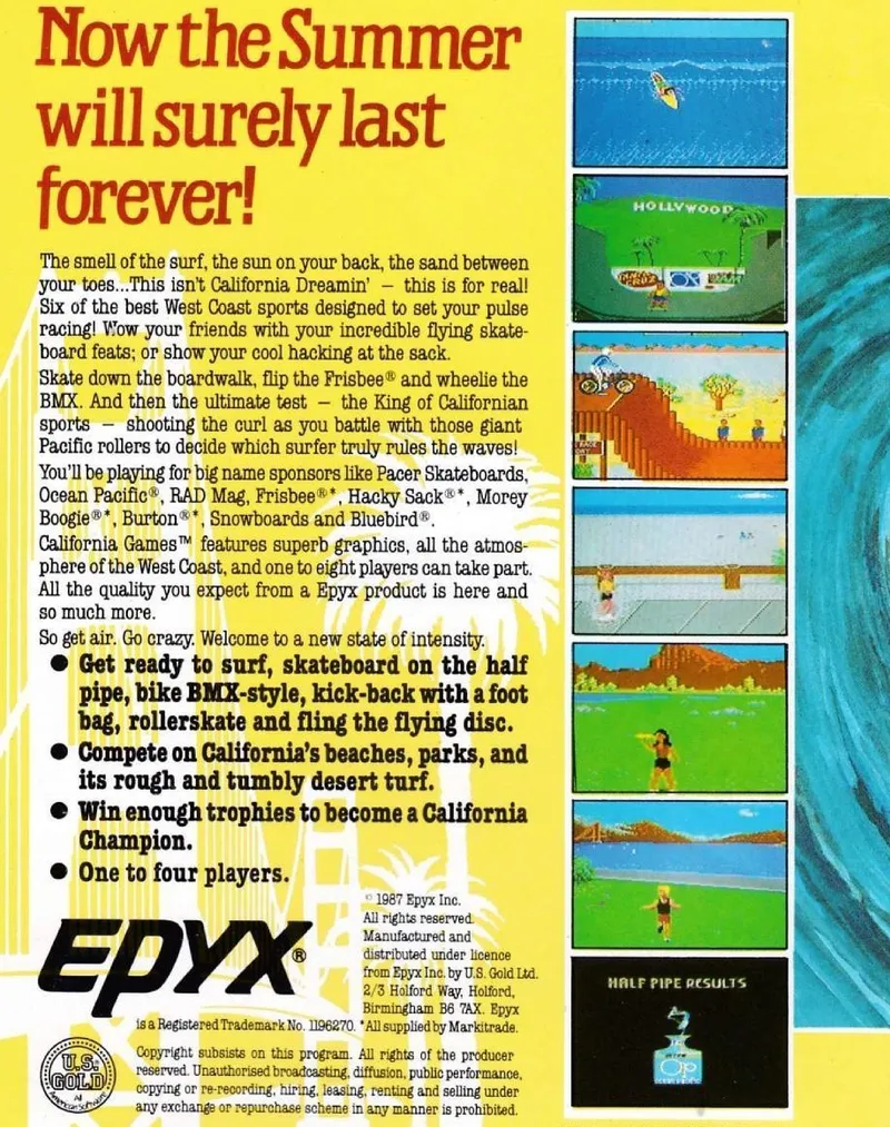 California Games box back
