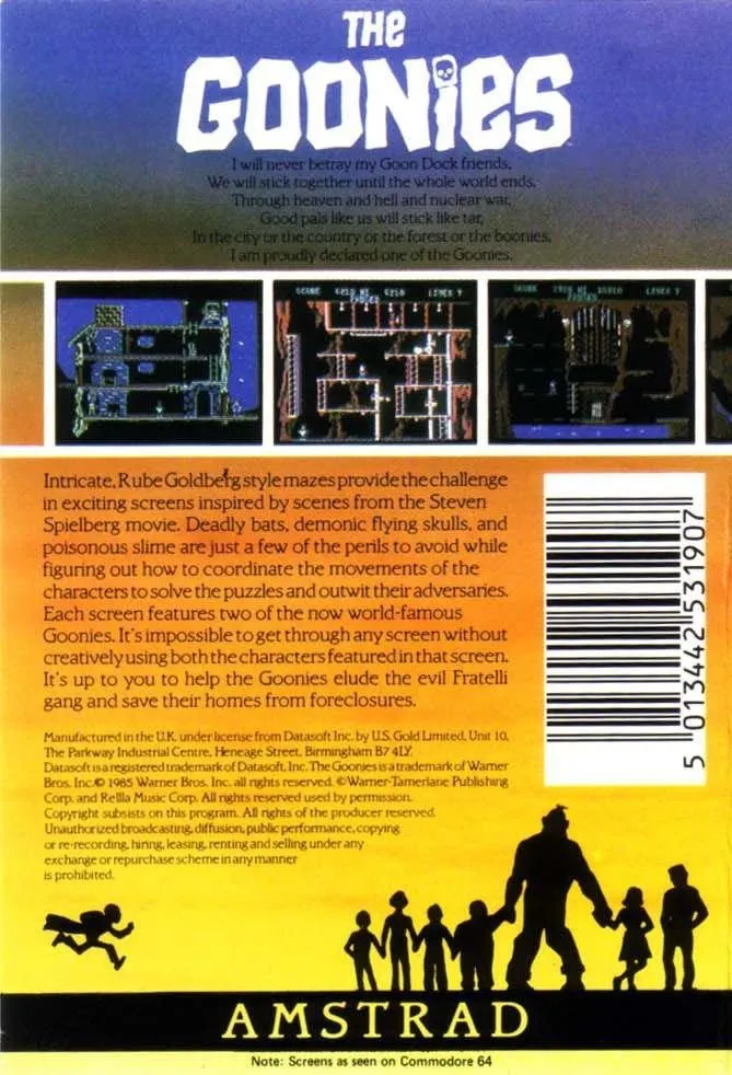 The Goonies box back