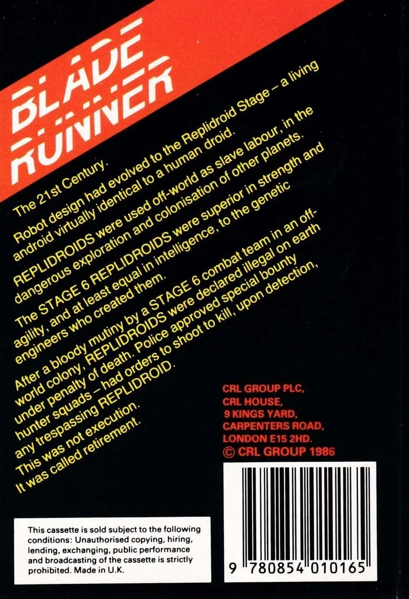 Blade Runner box back