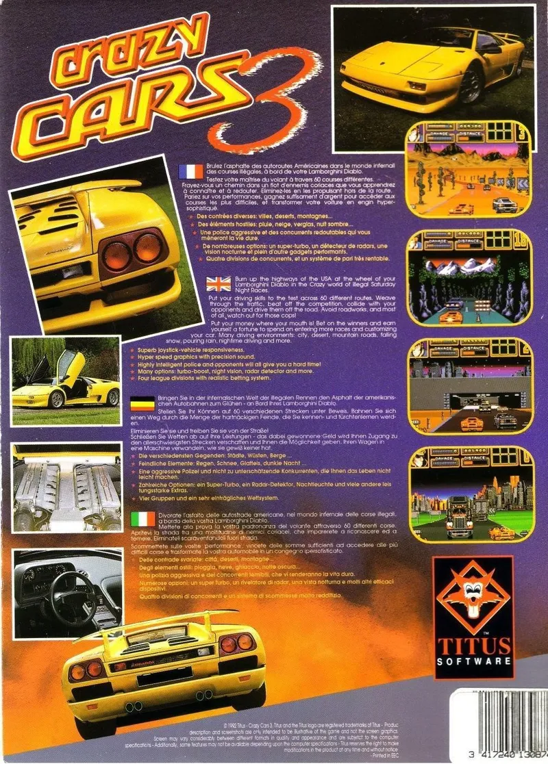 Crazy Cars 3 box back