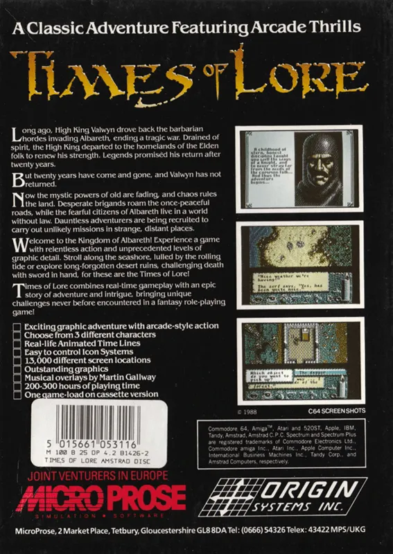 Times of Lore box back
