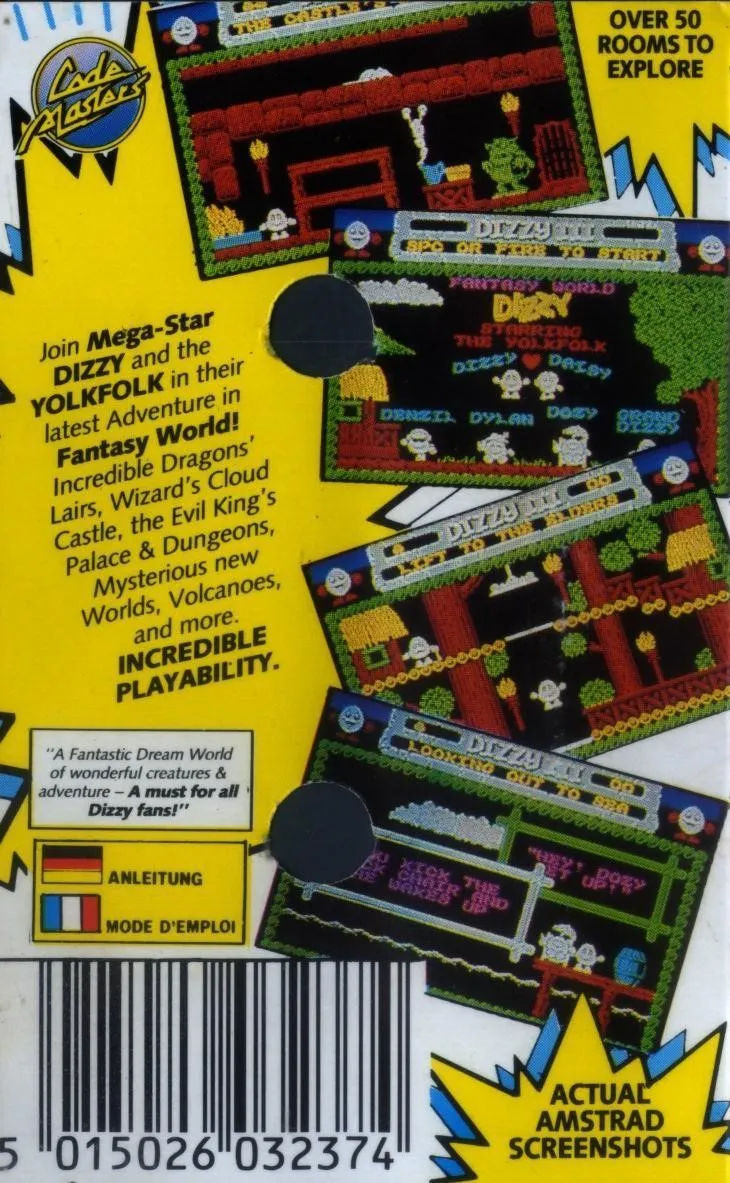 Dizzy III: Fantasy World Dizzy box back
