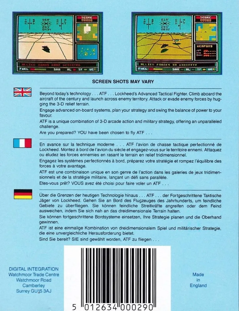 ATF: Advanced Tactical Fighter box back