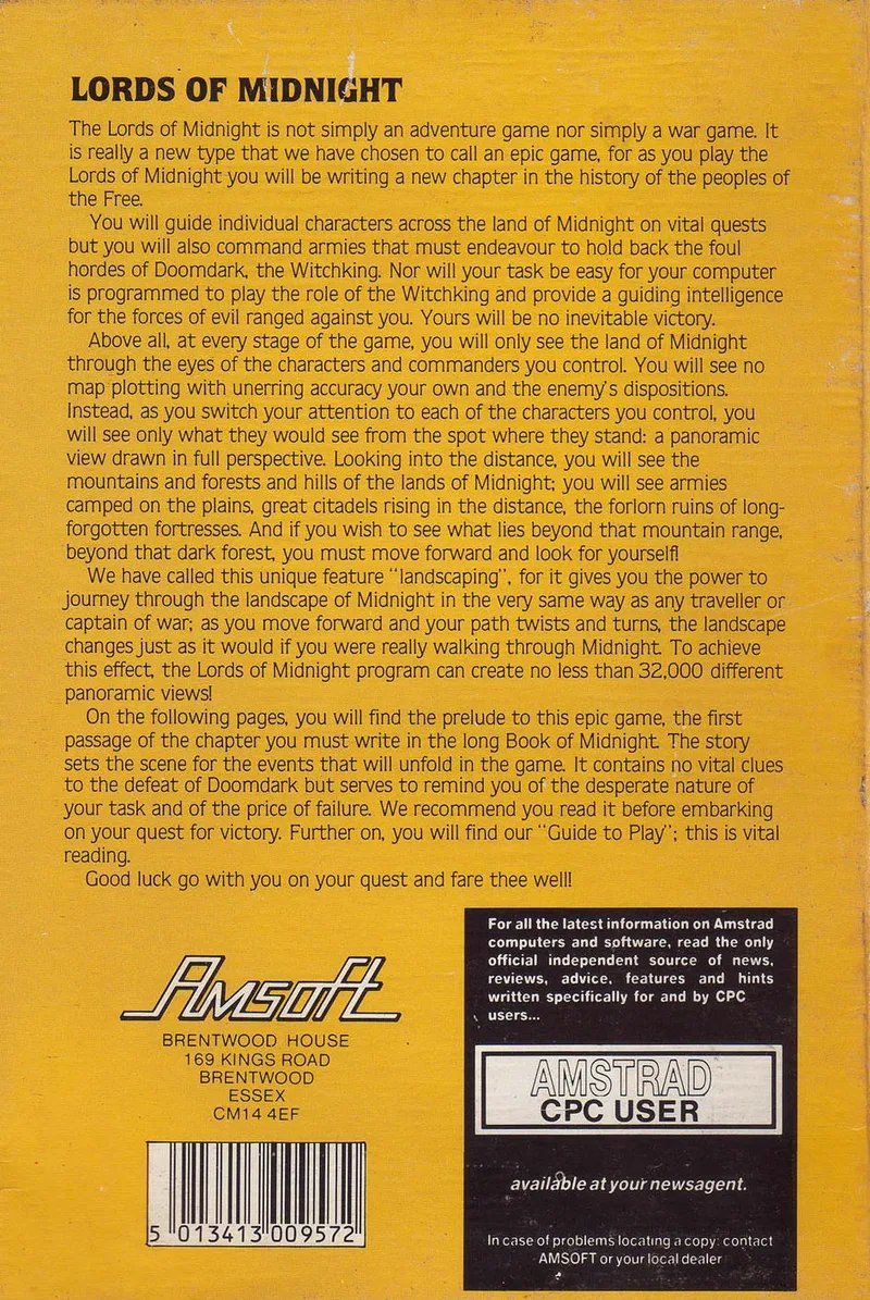 The Lords of Midnight box back