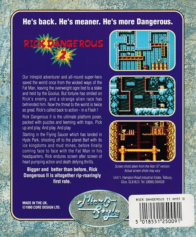 Rick Dangerous II box back
