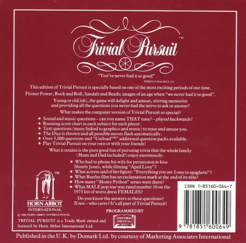 Trivial Pursuit: Genus Edition box back
