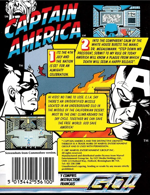 Captain America: Defies the Doom Tube box back