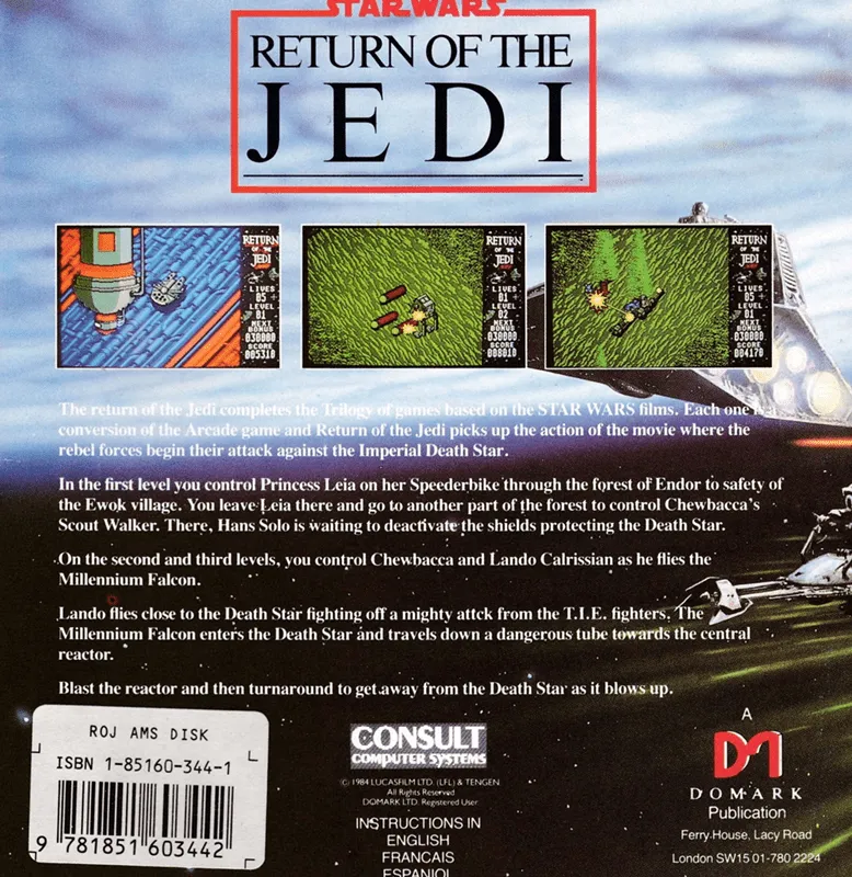 Star Wars III: Return of the Jedi box back