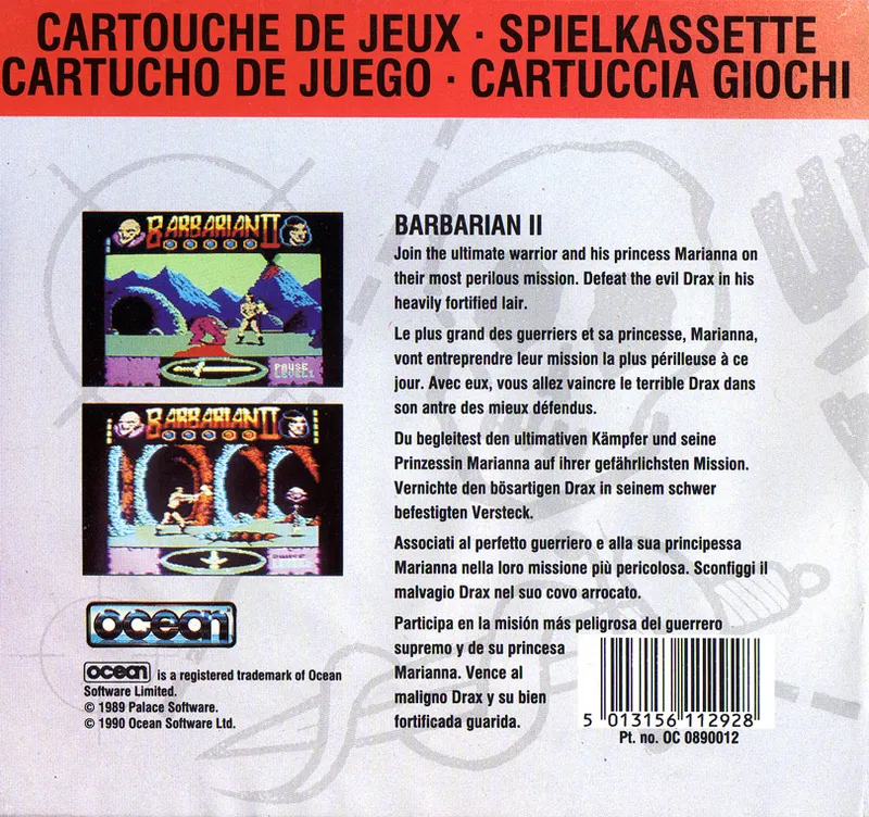 Barbarian II: The Dungeon of Drax box back