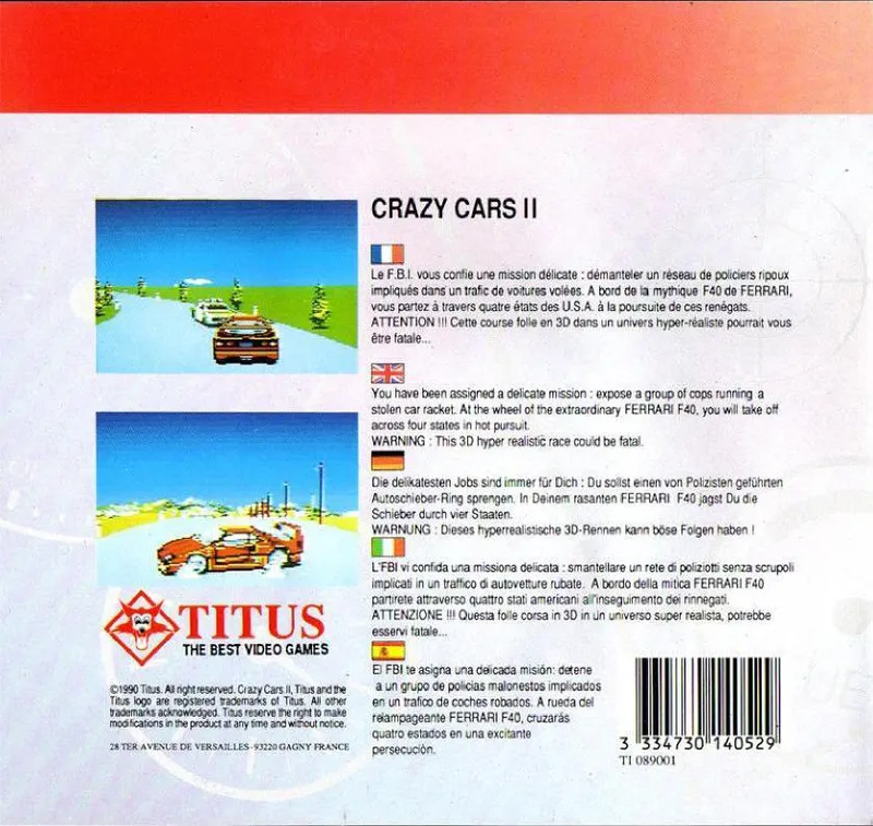 Crazy Cars II box back