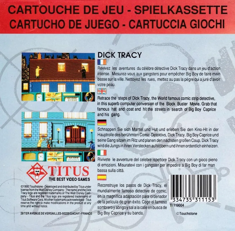 Dick Tracy box back