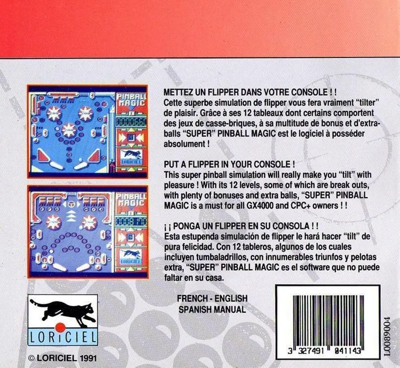 Super Pinball Magic box back