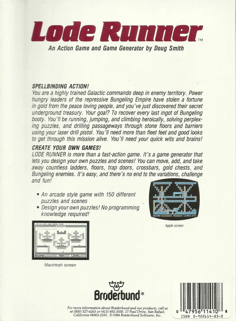 Lode Runner box back