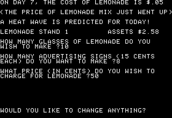 Lemonade Stand screenshot