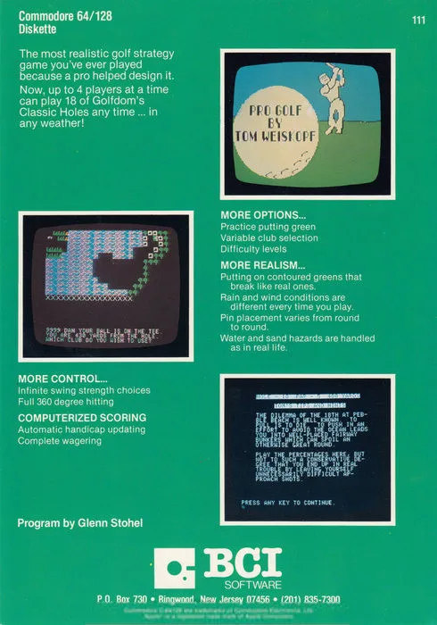 Pro Golf box back
