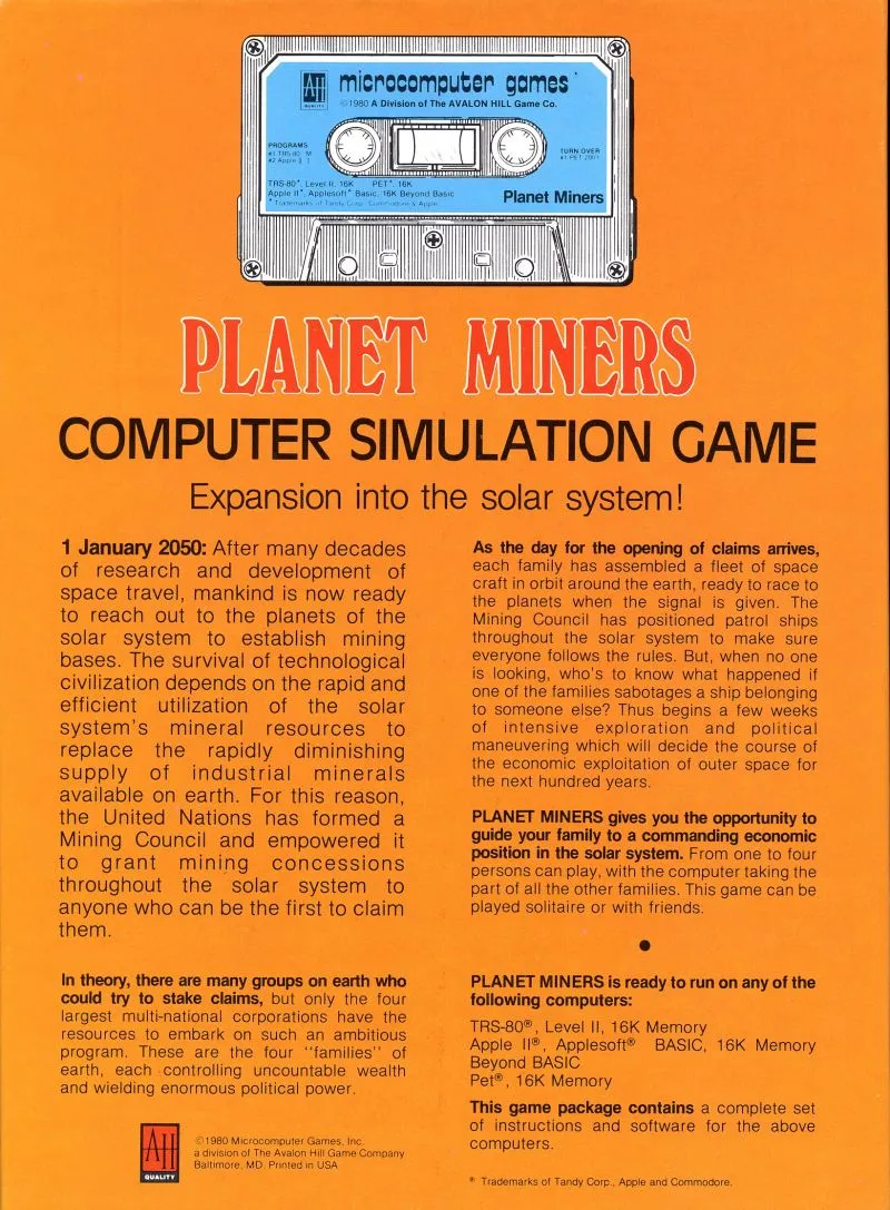 Planet Miners box back