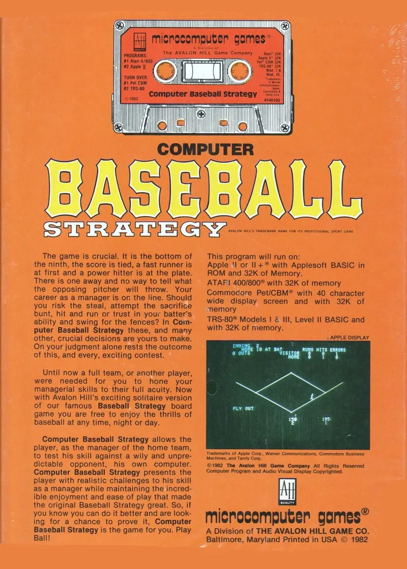 Computer Baseball Strategy box back