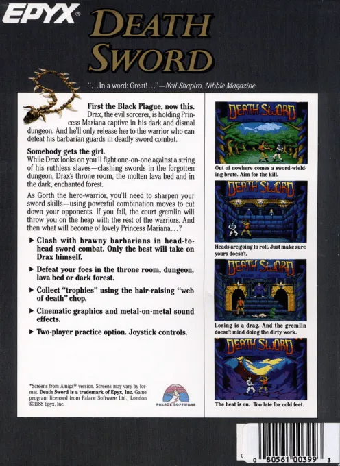 Death Sword box back
