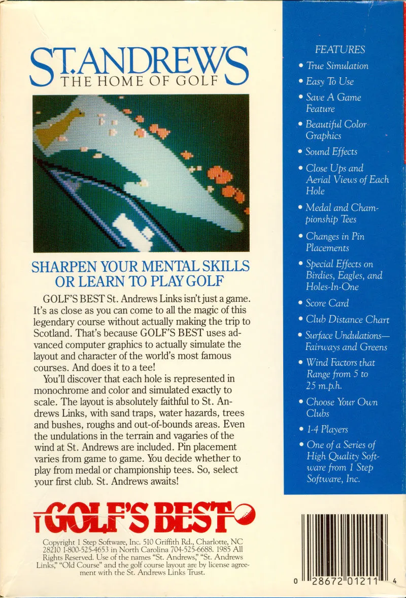 Golf's Best: St. Andrews: The Home of Golf box back