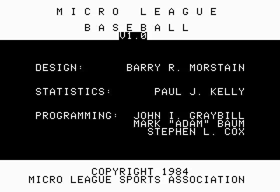MicroLeague Baseball screenshot