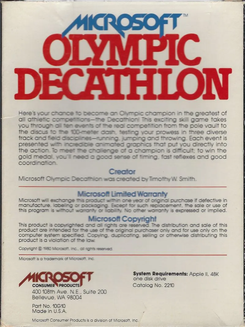 Olympic Decathlon box back