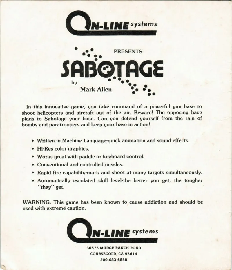 Sabotage box back