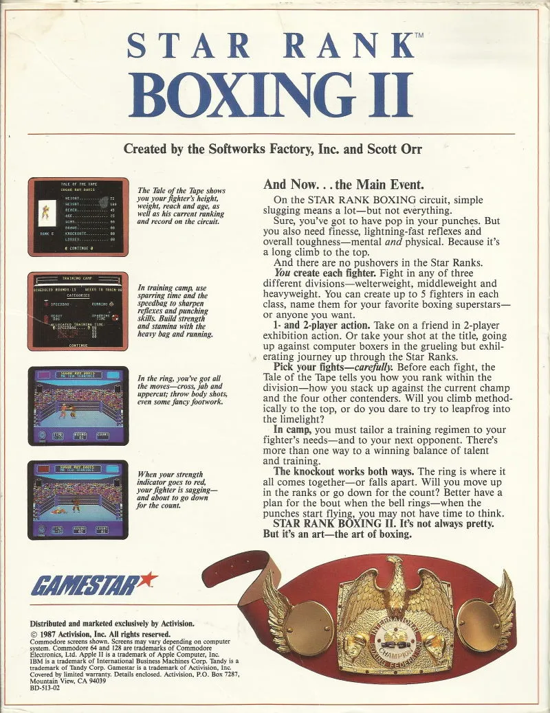 Star Rank Boxing II box back