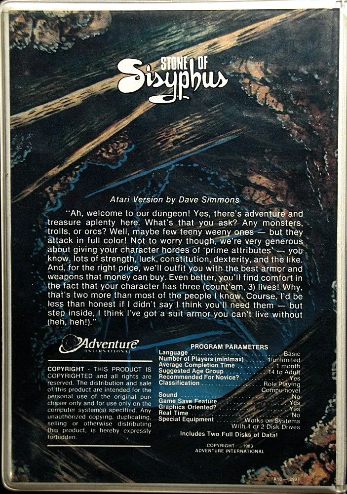 Stone of Sisyphus, The box back