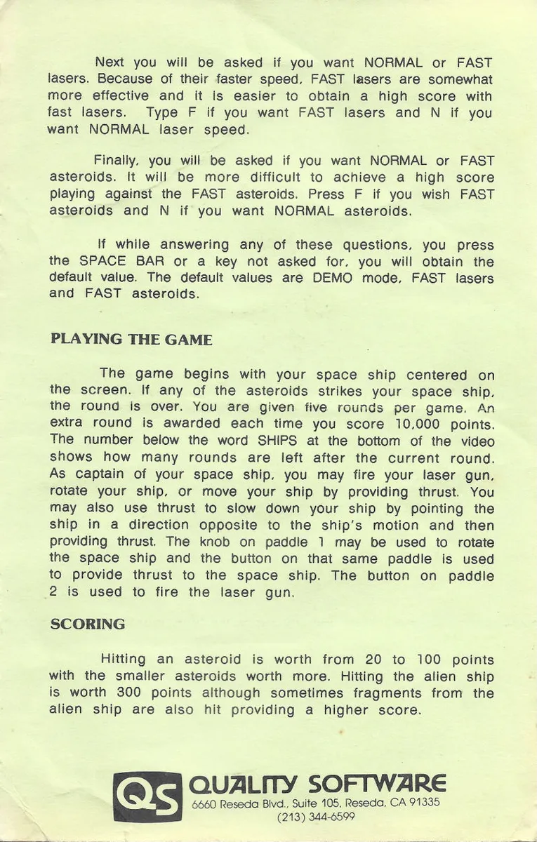 Asteroids in Space box back