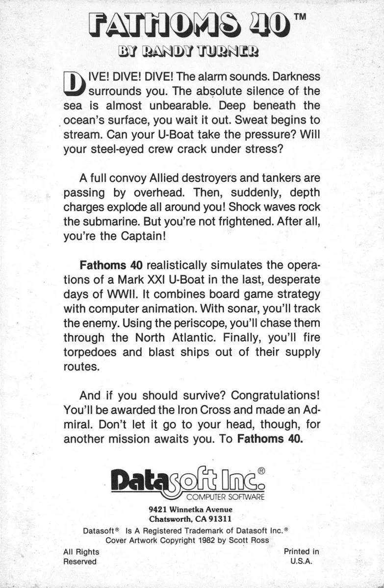 Fathoms Forty box back