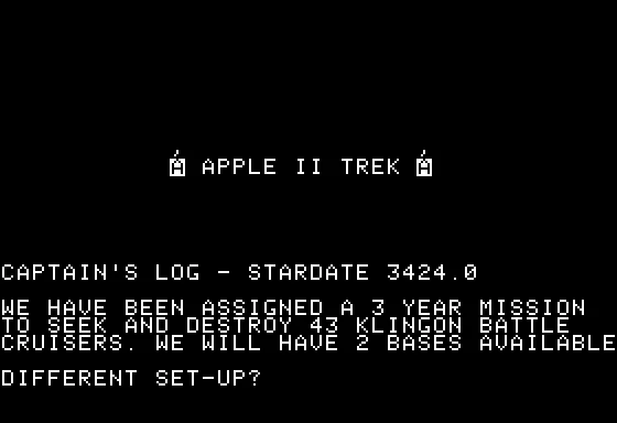 Apple II Trek screenshot