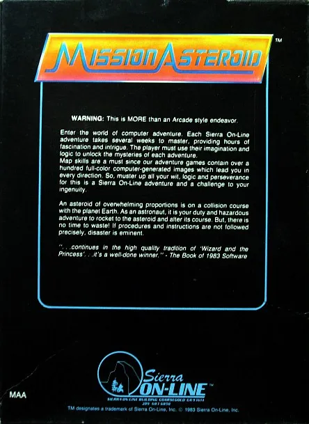 Mission Asteroid box back