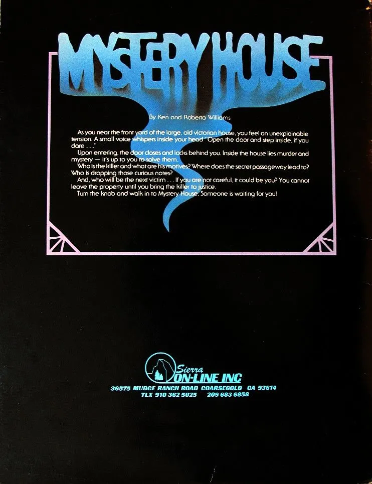 Mystery House box back